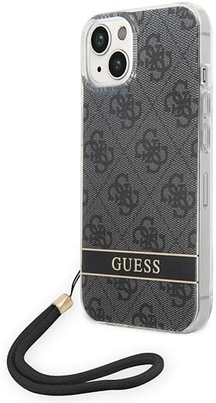 GUESS GUOHCP14MH4STK Hülle für iPhone 14 Plus 6,7" schwarz/Black hardcase 4G Print Strap