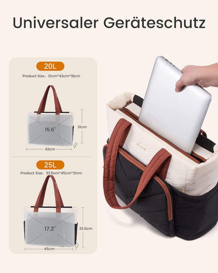 LOVEVOOK Shopper Tasche Handtasche Damen Gross, Leicht Puffer Arbeitstasche mit grossem Wasserflasch
