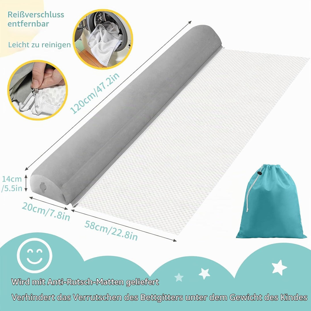Bettschutzgitter Für Kinder, Aufblasbarer Rausfallschutz Bett Reise, Schutzkissen Bed Bumper mit rut