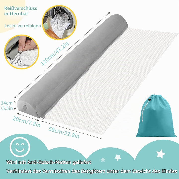 Bettschutzgitter Für Kinder, Aufblasbarer Rausfallschutz Bett Reise, Schutzkissen Bed Bumper mit rut