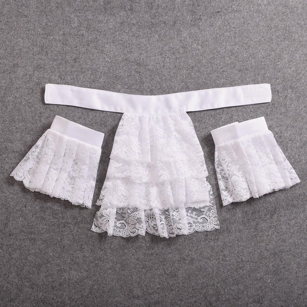 BLESSUME Jabot Kragen Viktorianisch Halskrause Spitze Jabot Kostüm Gross Weiss Jabot Manschetten Ein