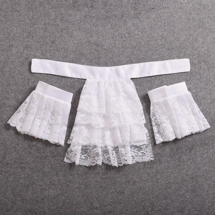 BLESSUME Jabot Kragen Viktorianisch Halskrause Spitze Jabot Kostüm Gross Weiss Jabot Manschetten Ein