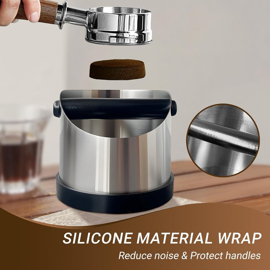 Kaffeesatz Knock Box, Klein Edelstahl Espresso Kaffee Knock Box, Kaffeemahlen Knock Out Box mit Abne