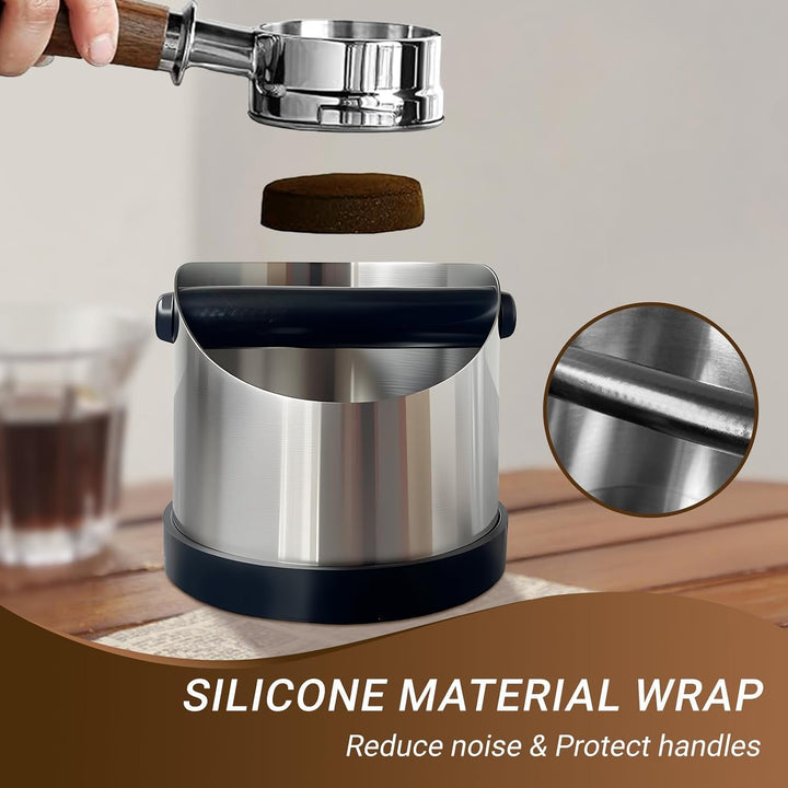 Kaffeesatz Knock Box, Klein Edelstahl Espresso Kaffee Knock Box, Kaffeemahlen Knock Out Box mit Abne