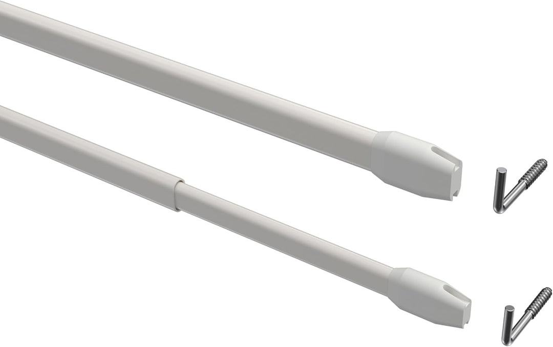 Interdeco Vitragestangen/Scheibenstangen Weiss (8 Stück), ausziehbar 40-60 cm, 40-60 cm