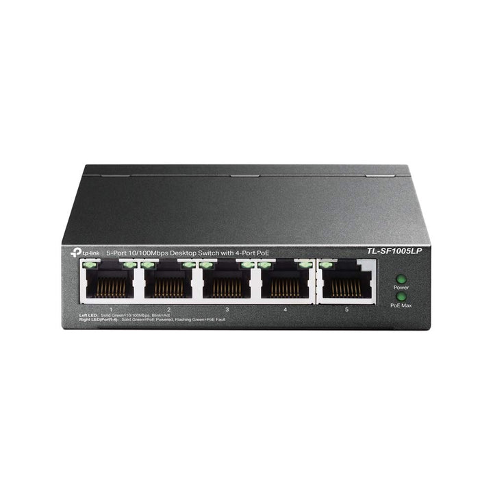 TP-Link TL-SF1005LP 5-Port Fast Ethernet PoE Switch (4 davon mit PoE-Unterstützung, 41W Watt, geschi