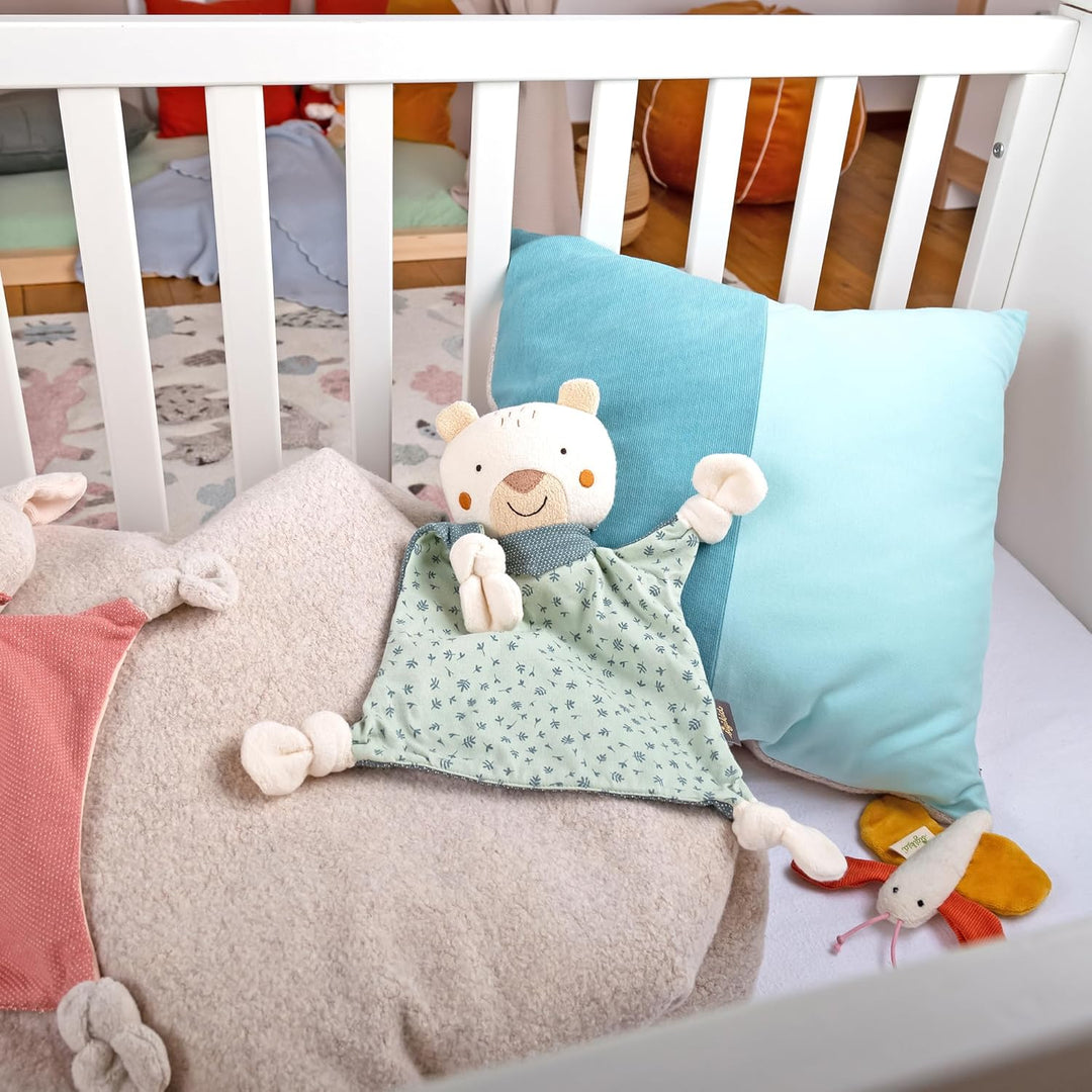 sigikid 39770 Schnuffeltuch Tiercharakter Bär, Mint/weiss