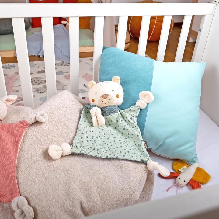 sigikid 39770 Schnuffeltuch Tiercharakter Bär, Mint/weiss