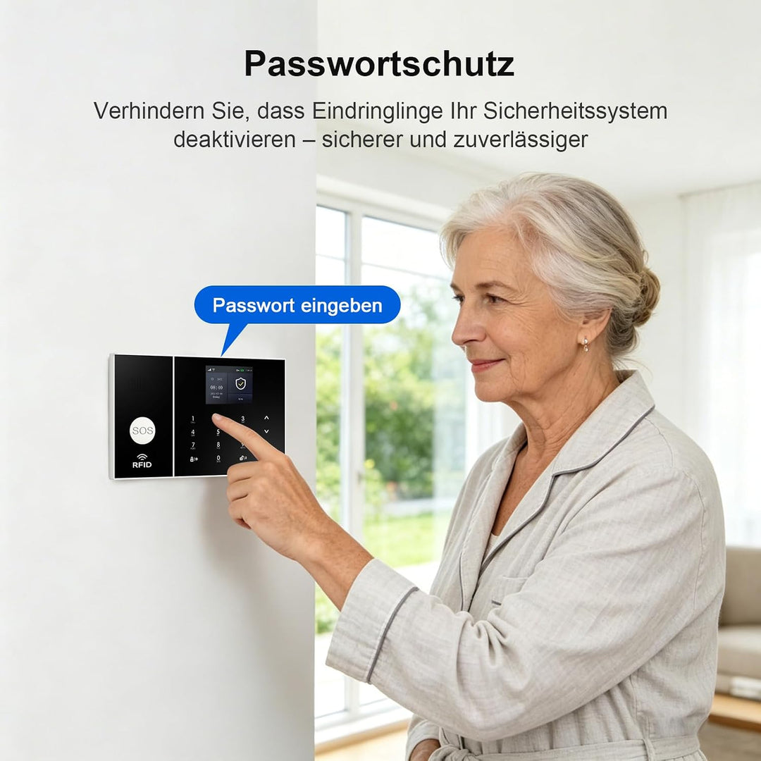 Clouree Alarmanlagen-Set für Zuhause mit 3MP-Aussenkamera, 4G+WLAN-Alarmsystem mit Sirene, PIR-Beweg