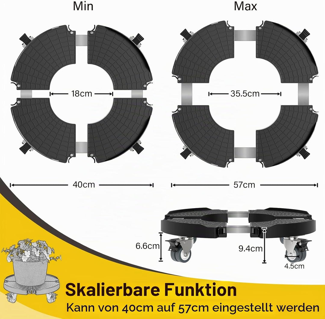 WELDUN Pflanzenroller Aussenbereich Rollbrett pflanzen pflanzenregal 200KG Tragkraft pflanzenständer