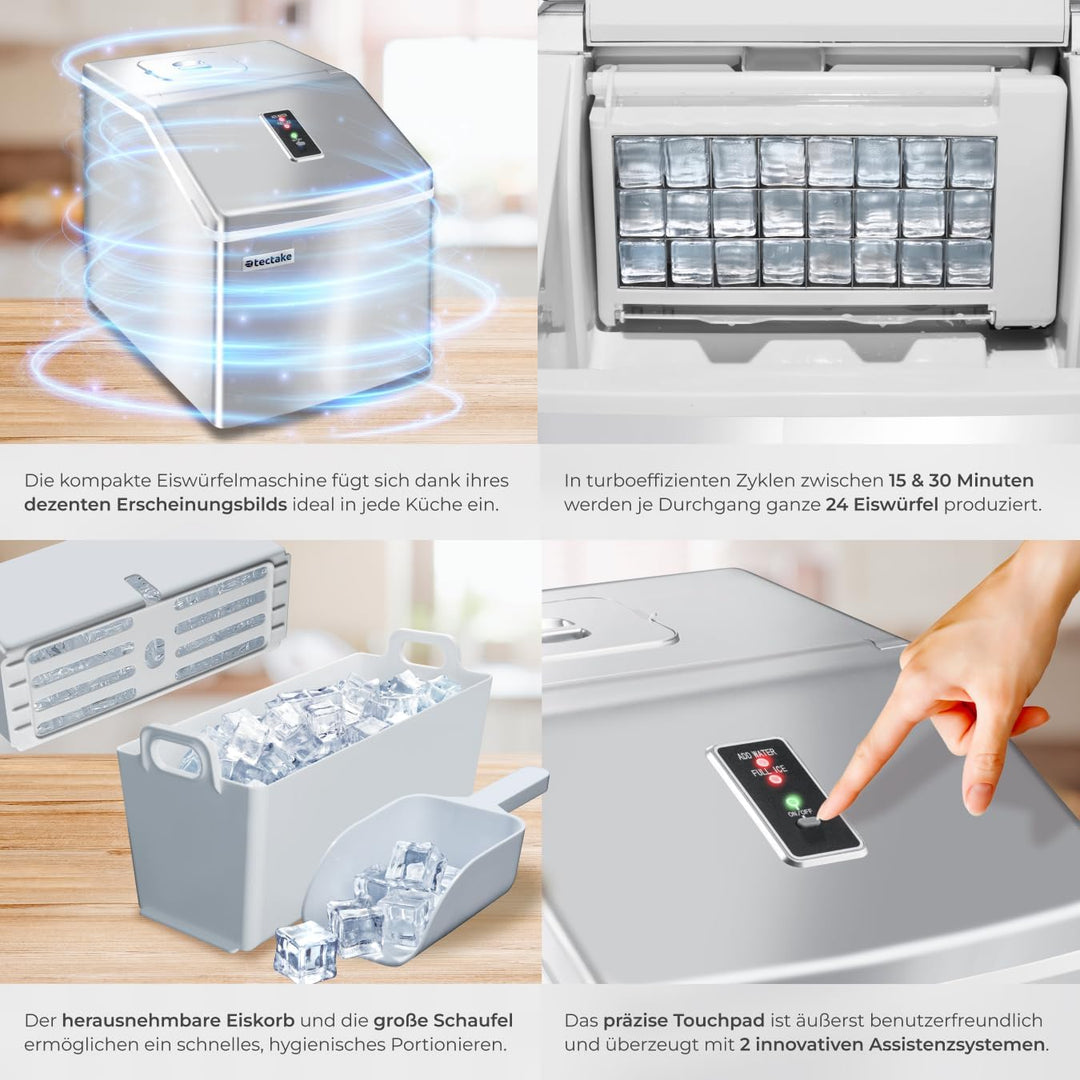 TecTake Profi Eiswürfelmaschine für klare