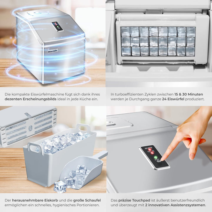 TecTake Profi Eiswürfelmaschine für klare