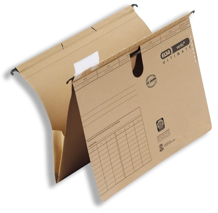 Elba Taschenhefter A4, Hängehefter und Tasche, Recycling-Karton, naturbraun, 25 Stück 25er Pack Tasc