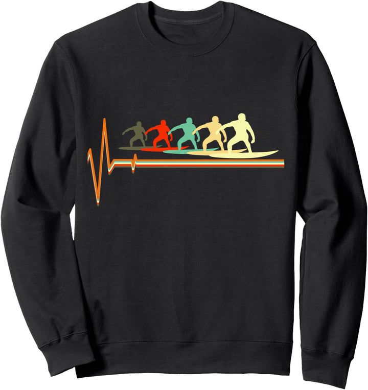 Surfing Shirt, Retro Vintage Surfing Heartbeat Sweatshirt