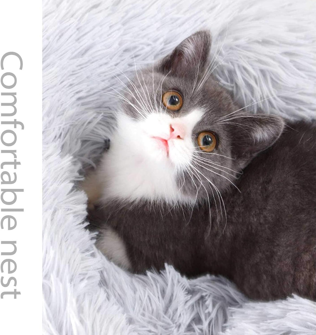PETCUTE Hundebett Katzenbett Flauschige Marshmallow Katzen Bett Waschbar Runde Katzenkörbchen Weiche