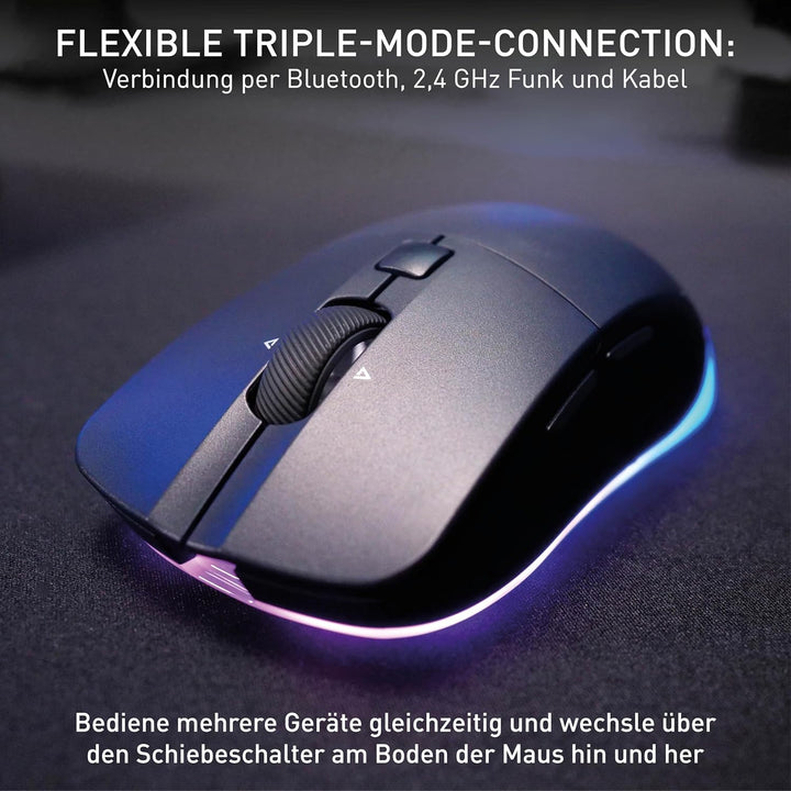 CHERRY XTRFY M50 Wireless, Kabellose Gaming-Maus, Verbindung über 2.4 GHz Funk, Bluetooth & Kabel, E