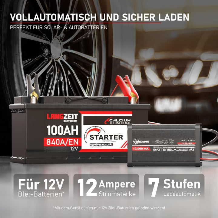Loadchamp 12A automatisches Batterie Ladegerät AGM Gel Calcium Auto LKW Batterie 12V