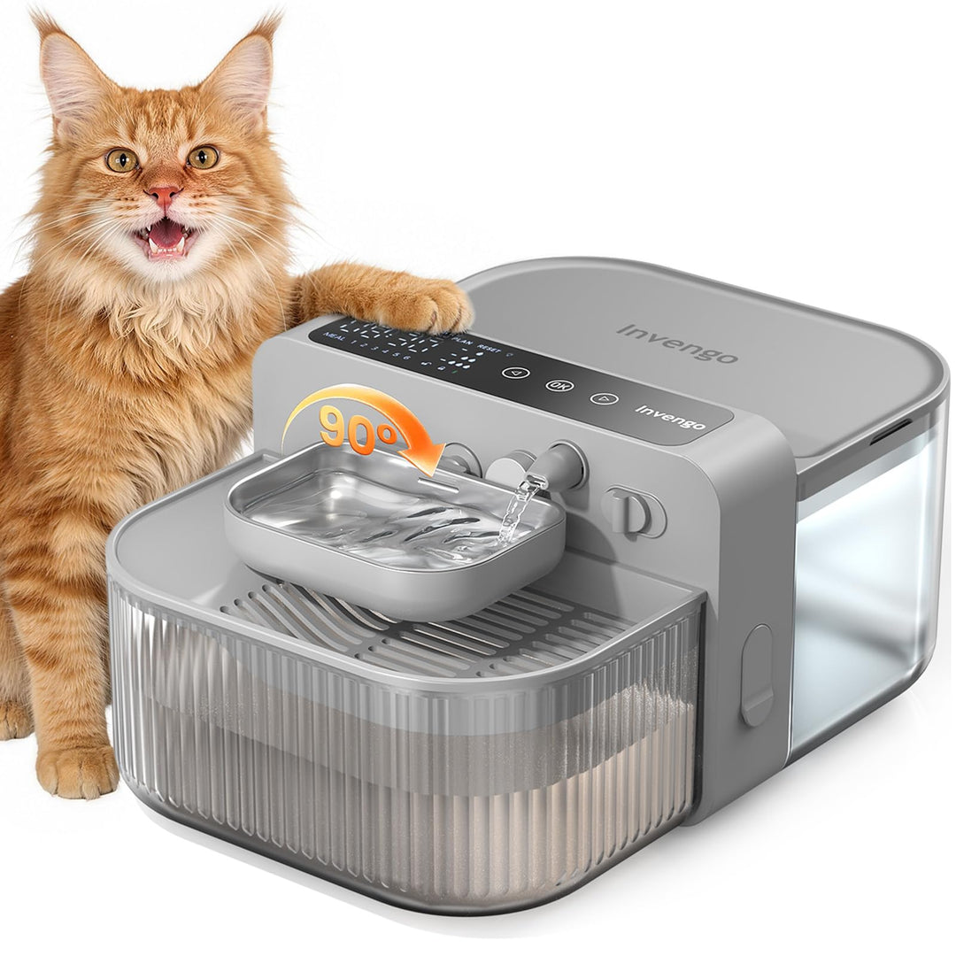 Kabelloser Katzenbrunnen, 3.5L Innovativer Trinkbrunnen mit Abwasser-Trennungs-System ohne Filterwec