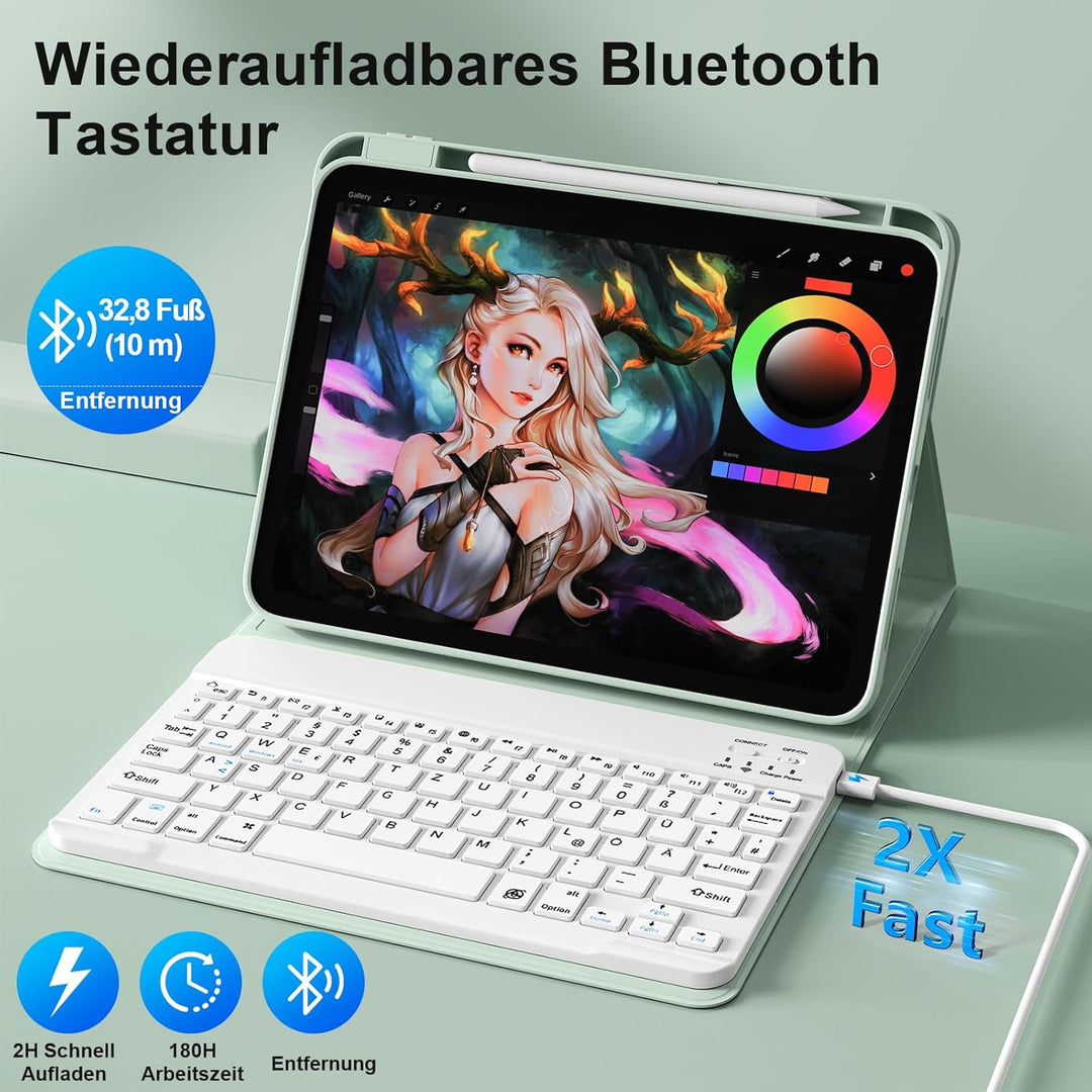 Hülle mit Tastatur für iPad Air 11 Zoll (2026 M4/2025 M3/2024 M2), iPad Air 5./4. 2022/2020 10,9 Zol