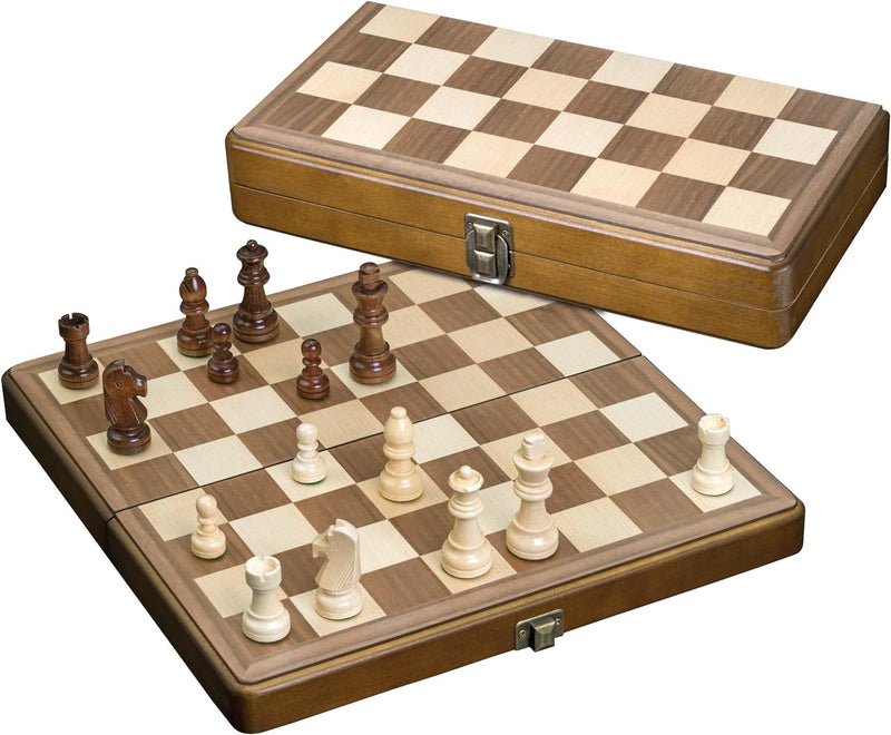 Philos 2625 - Schach, Schachspiel, Schachkassette Walnuss medium, Feld 33 mm, Königshöhe 65 mm, Holz