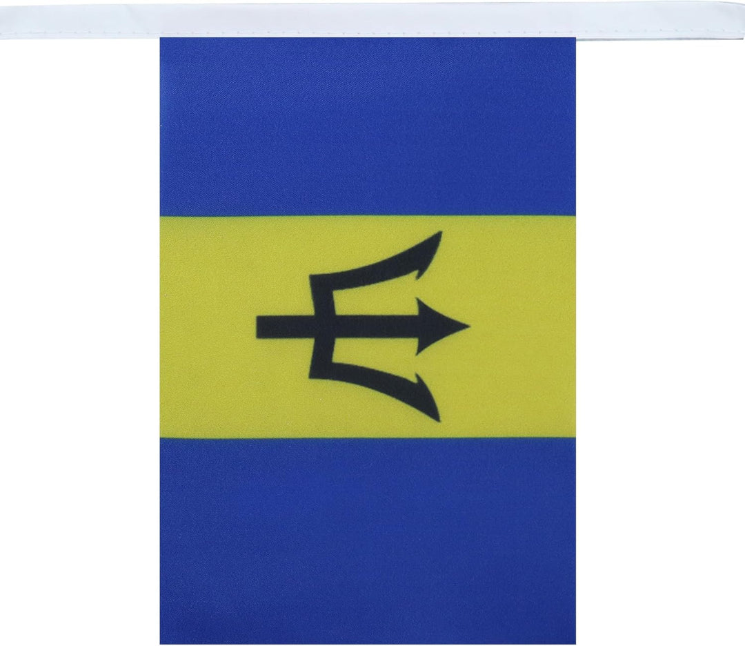 AZ FLAG FAHNENKETTE Barbados 12 Meter mit 20 flaggen 45x30cm- Barbados Girlande Flaggenkette 30 x 45