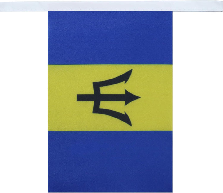 AZ FLAG FAHNENKETTE Barbados 12 Meter mit 20 flaggen 45x30cm- Barbados Girlande Flaggenkette 30 x 45