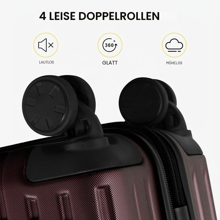 LEVEL8 Koffer Trolleys Handgepäck Hartschalenkoffer Rollkoffer Reisekoffer, TSA Rot (Organizer-Set)3