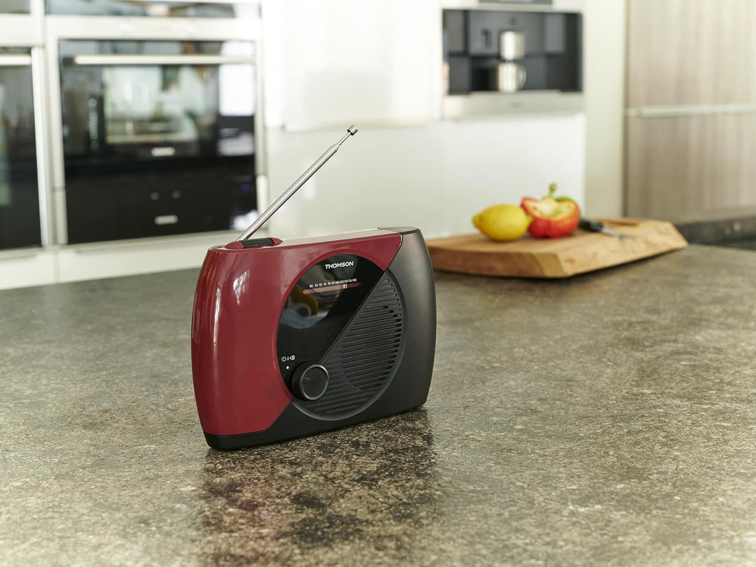 THOMSON Tragbares UKW-Radio, Analog-Tuner, Netz- oder Batteriebetrieb – kompaktes Gerät für Hören an
