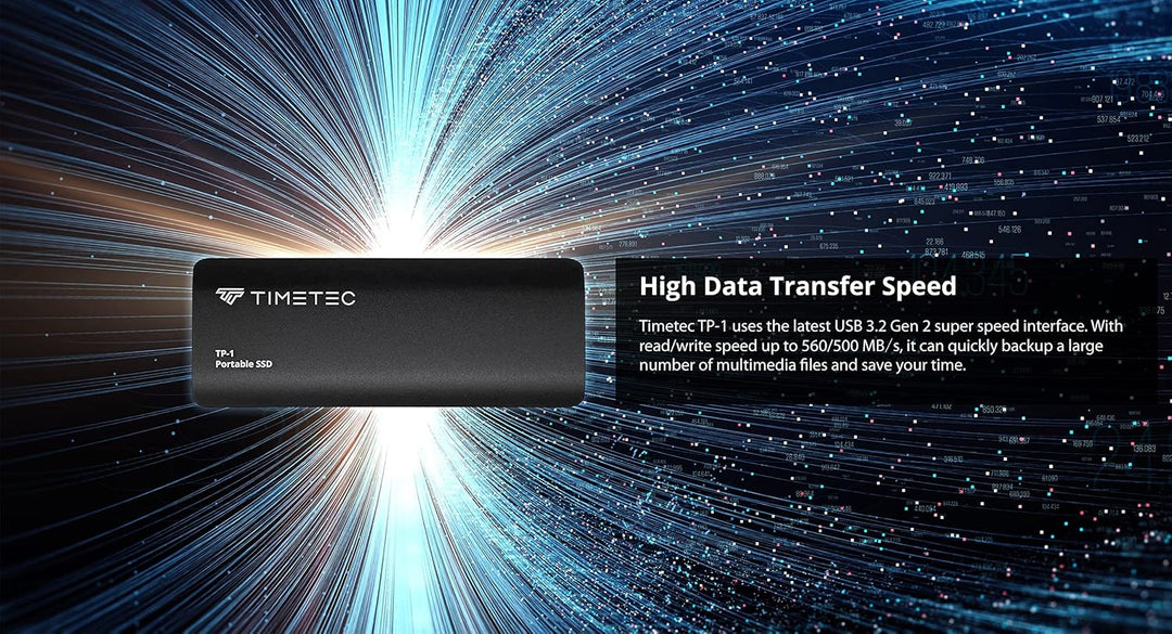 Timetec Tragbare externe SSD USB 3.2 Gen2 USB-Typ C bis zu 550 MB/s ultradünnes Flash-Aluminium-Mini