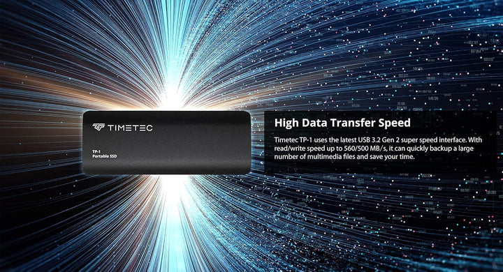 Timetec Tragbare externe SSD USB 3.2 Gen2 USB-Typ C bis zu 550 MB/s ultradünnes Flash-Aluminium-Mini