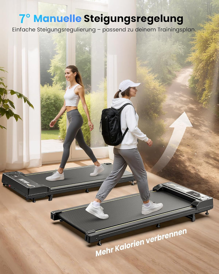 Laufband für Zuhause mit Neigung, Walking Pad mit 7° Steigung, 2.5 PS Laufband Steigung mit LED Anze