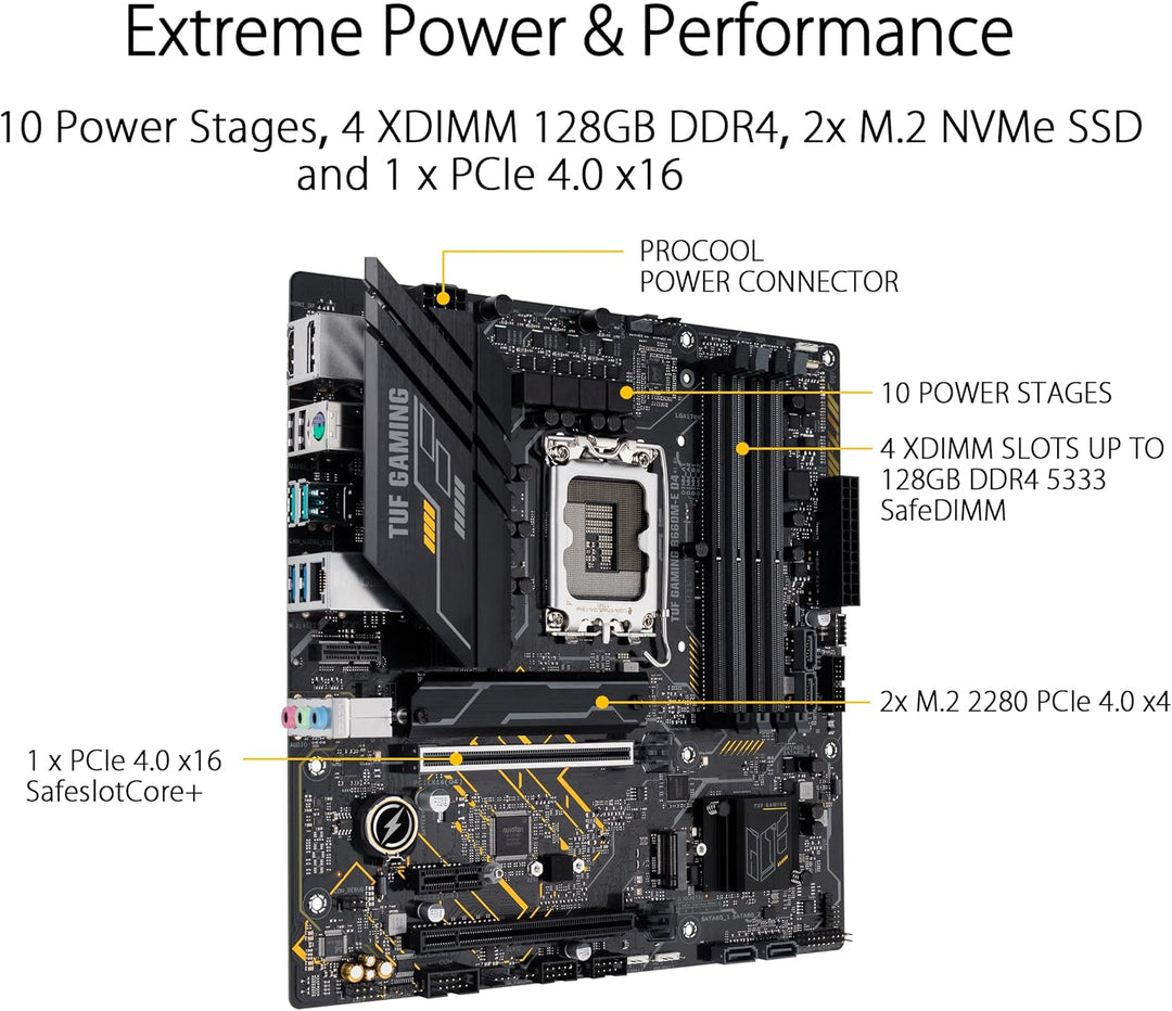 ASUS TUF GAMING B660M-E D4 Mainboard Sockel Intel LGA 1700 (Intel B660, mATX, DDR4 Speicher, PCIe 4.