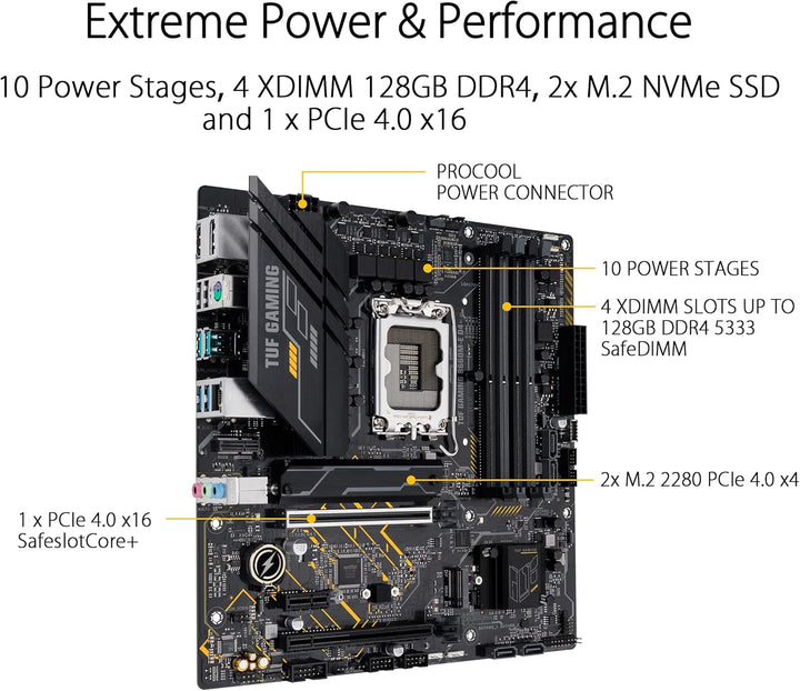 ASUS TUF GAMING B660M-E D4 Mainboard Sockel Intel LGA 1700 (Intel B660, mATX, DDR4 Speicher, PCIe 4.