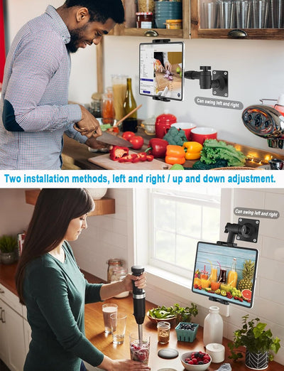 woleyi Tablet Halterung Wand Schwenkbar, Heavy-Duty iPad Wandhalterung Bohren [Ultra Stabile], Küche