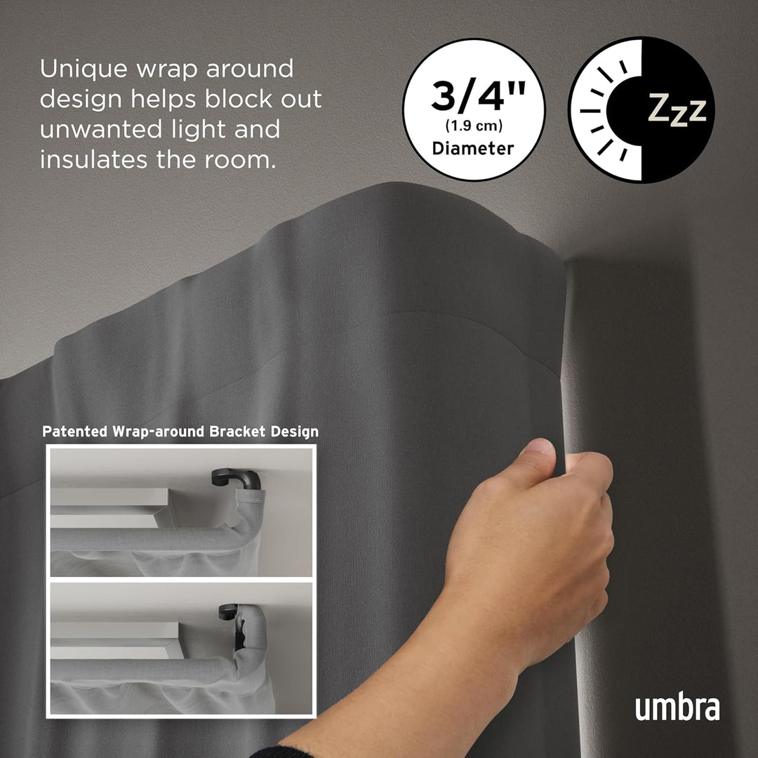 Umbra Dämmerung Twilight Single Curtain Rod Set – Wrap Around Design is Ideal for Blackout or Room D