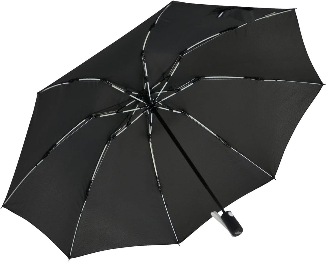 iX-brella Reverse umgekehrt öffnender Fiberglas-Taschenschirm mit farbigen Speichen - schwarz-weiss,