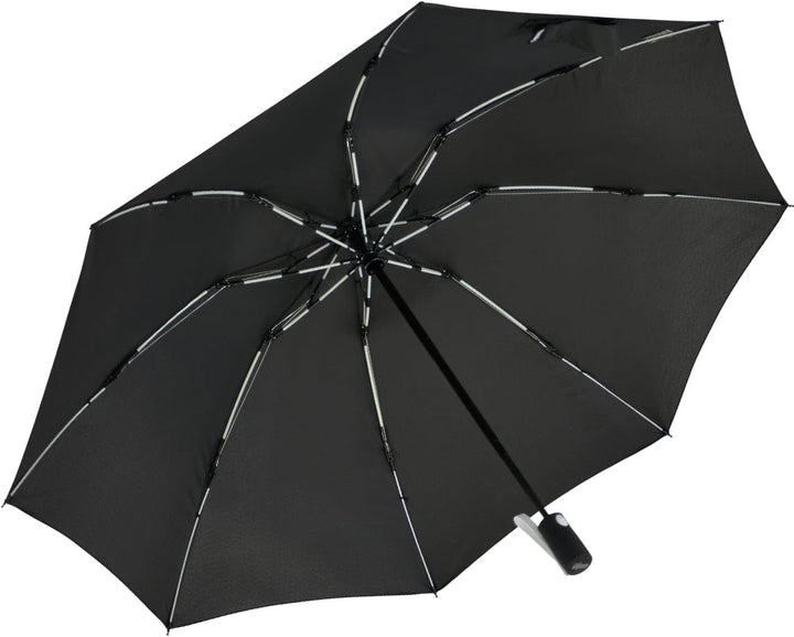 iX-brella Reverse umgekehrt öffnender Fiberglas-Taschenschirm mit farbigen Speichen - schwarz-weiss,