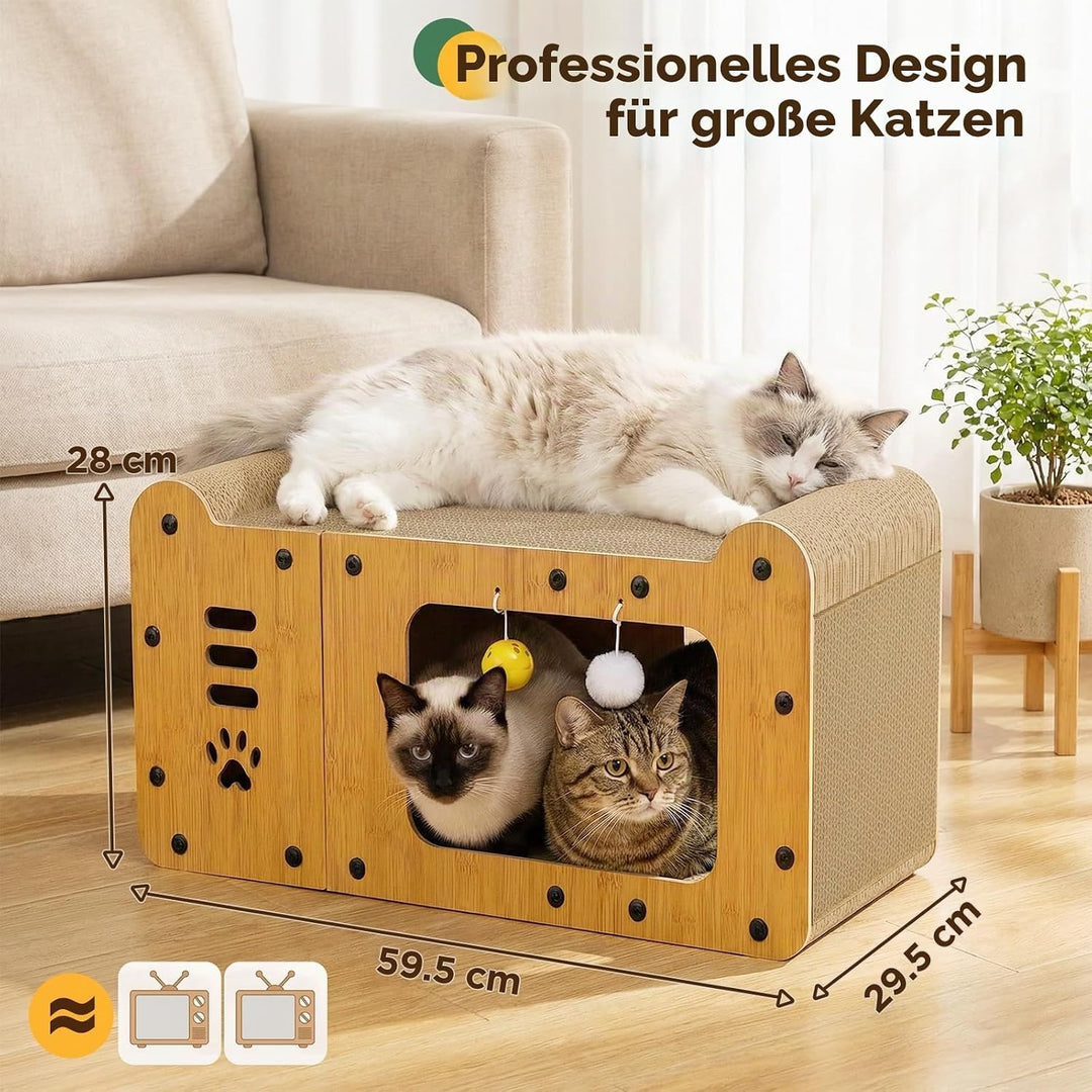 Gimars XXL 59.5cm Kratzbrett Katzenhaus aus Pappe für Katzen, für Wohnungskatzen zum Kratzen und als