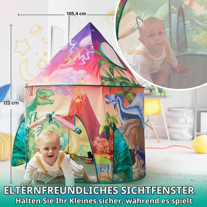 JOYIN Dinosaur Spielzelt für Kinder, Pop Up Dinosaurierzelt, EIN Abenteuer Kinderzelt,Kinderzelt für