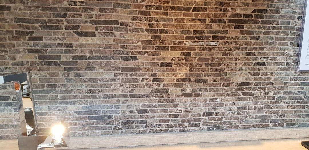 Mosaik Fliese Marmor Naturstein Brick Impala braun poliert MOS40-1306 | 10 Mosaikmatten 305x322 mm /