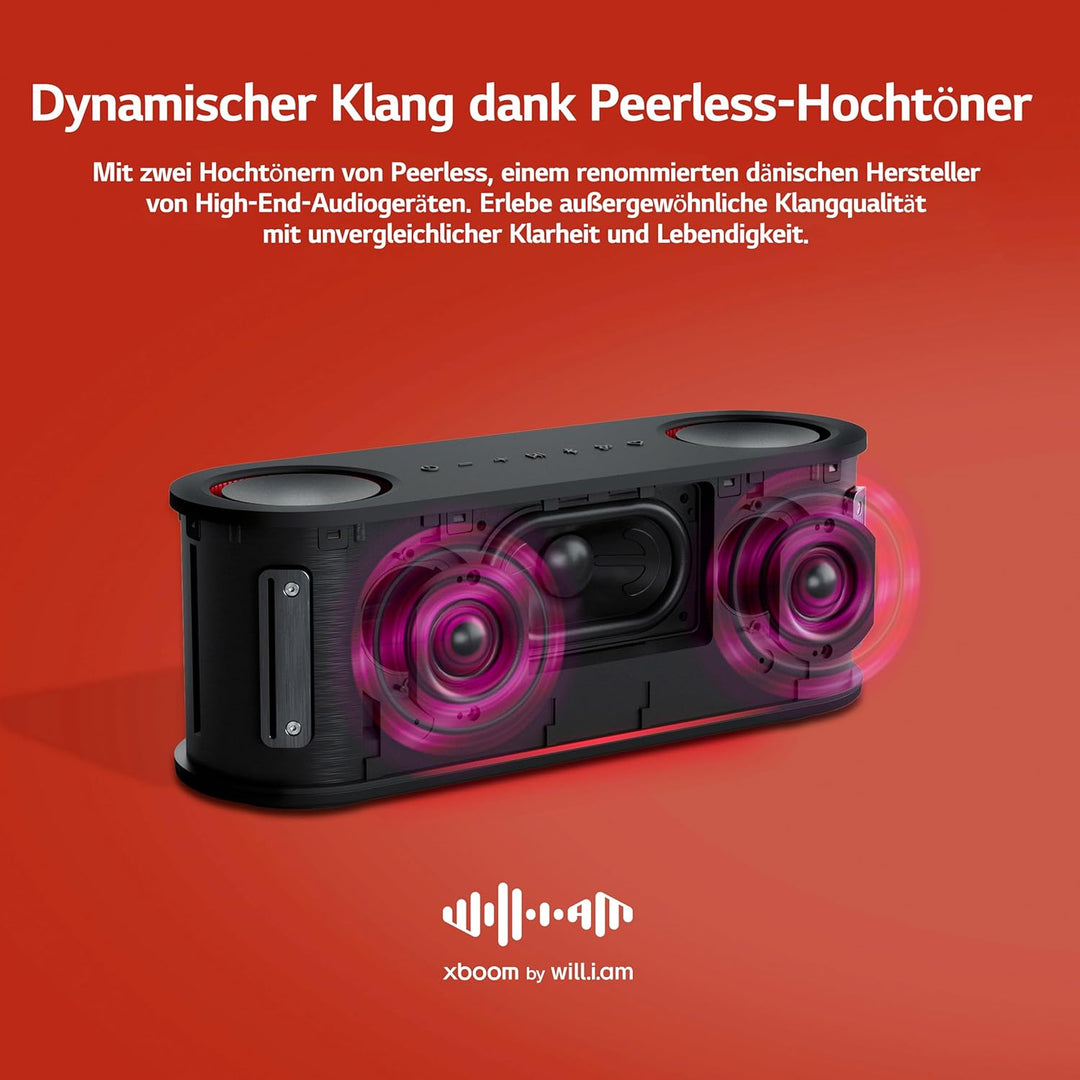 LG xboom Bounce by will.i.am, tragbarer Bluetooth-Lautsprecher (Signature Sound, nach Oben gerichtet