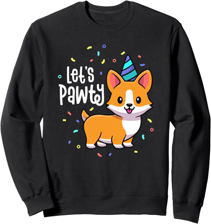 Lets Pawty Birthday Corgi Shirt Outfit Kid Dog Themed Party Sweatshirt