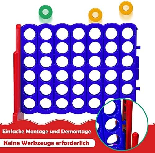 Riesiges 4 Gewinnt Spielset mit Wurfspiel und Basketballkorb, inkl. 42 Jumbo Ringen und Schieberegle
