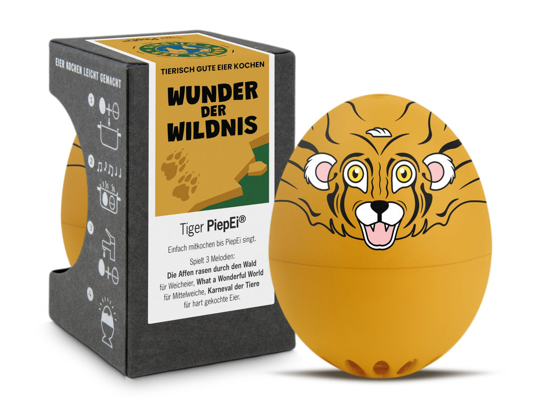 Tiger PiepEi - Singende Eieruhr zum Mitkochen - Eierkocher für 3 Härtegrade - Süsse Tiger Geschenke