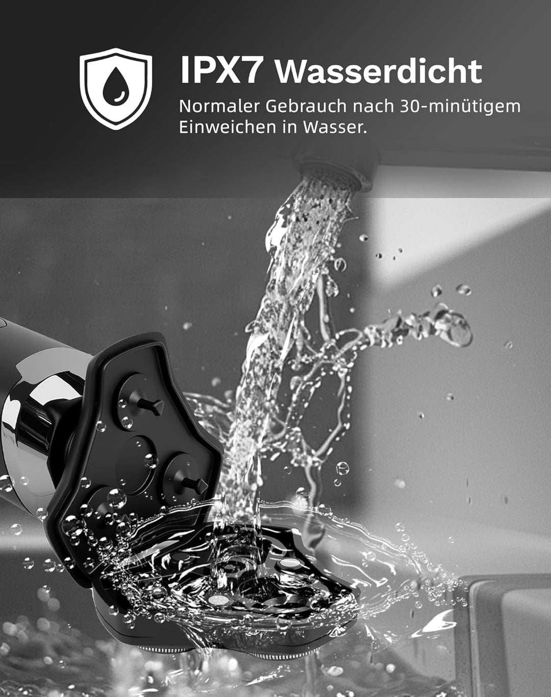 UTK Rasierer Herren Elektrisch, 2025 Neuer Kabelloser 3-in-1-Rasierer Herren, IPX7 Wasserdichter Ele