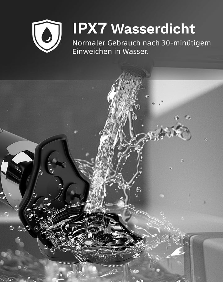 UTK Rasierer Herren Elektrisch, 2025 Neuer Kabelloser 3-in-1-Rasierer Herren, IPX7 Wasserdichter Ele
