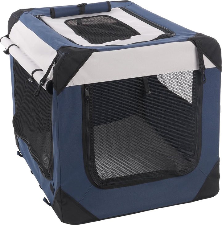Flamingo Transportkäfig Geronimo blau 52x70x52cm - Verstärkter und Faltbarer Rahmen - Herausnehmbare