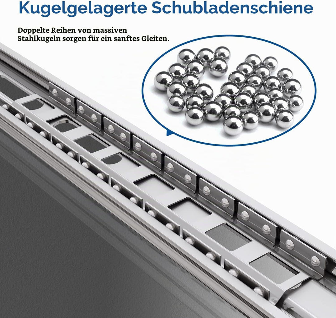 VADANIA Schubladenschienen mit Schloss 400mm, 68kg Tragfähigkeit Schwerlast Vollauszug-Kugellager Se