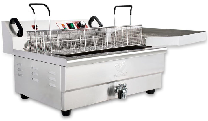 Beeketal 'BWF-201P' Profi Gastronomie Kaltzonen Fritteuse/Fettbackgerät mit seitlichem Abtropfgitter