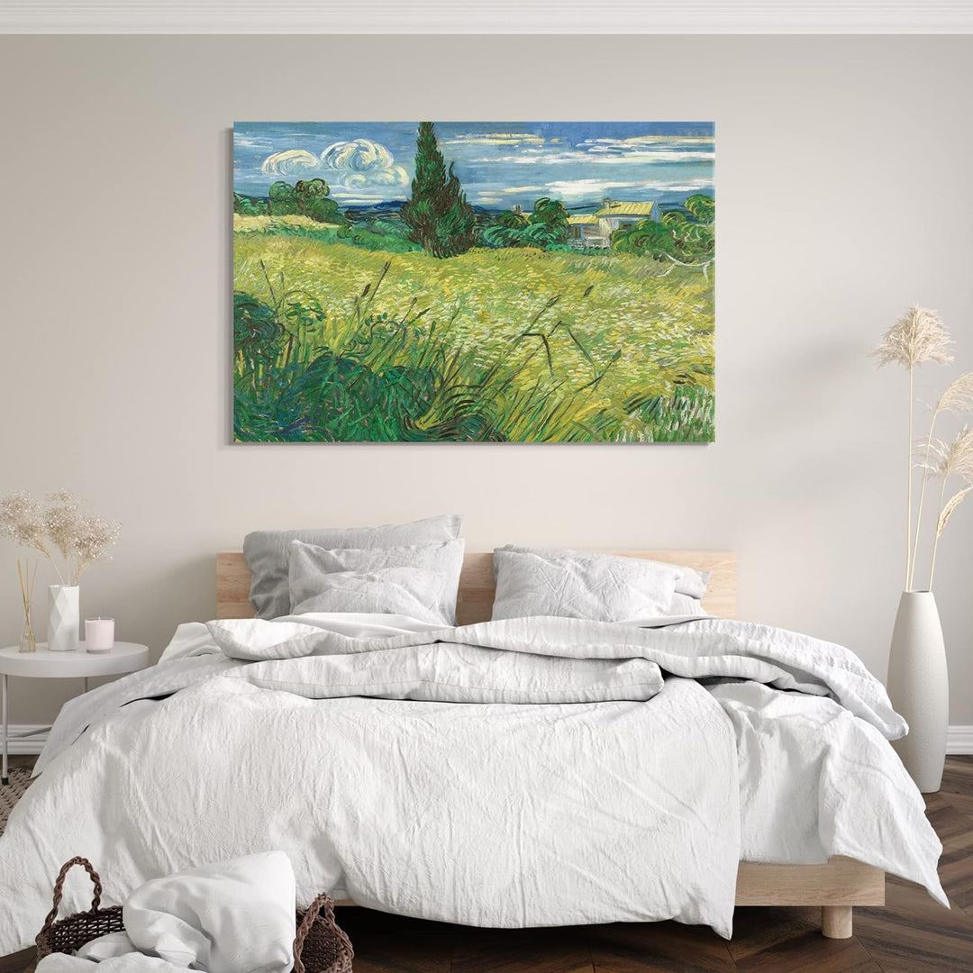 Printed Paintings Leinwand (80x60cm): Vincent Van Gogh - Grünes Weizenfeld mit Zypressen (1889) 80x6